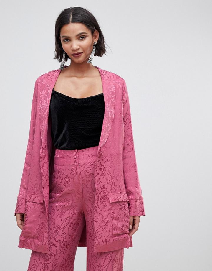 For Love & Lemons Lara Smoking Jacket In Paisley - Pink