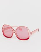 Asos Design Oversized 70's Sunglasses In Color Block - Brown