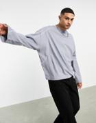 Asos Design Oversized Long Sleeve T-shirt In Pique With Seaming Detail In Gray