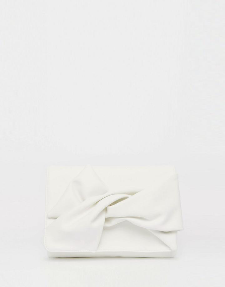 Asos Clutch Bag With Soft Bow - White