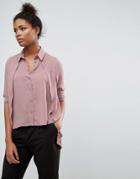 Asos Blouse With Overlay & Dipped Hem - Purple