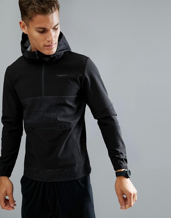 Jack & Jones Tech 1/2 Zip Sweat Hoodie In Tech Dry Fabric - Black