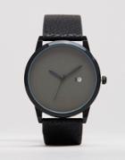 Asos Watch With Black Strap And Date - Black