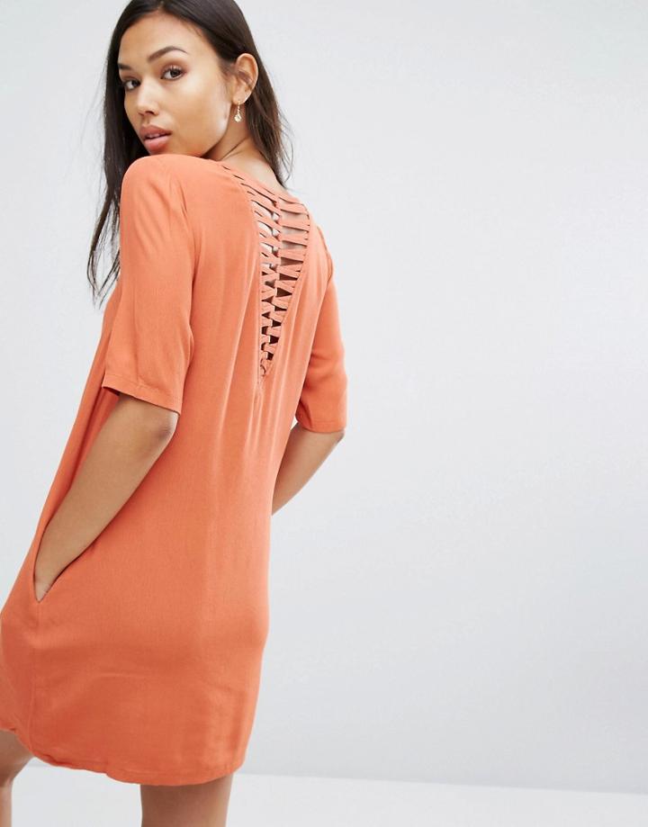 See U Soon Lattice Back T-shirt Dress - Red