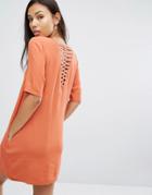 See U Soon Lattice Back T-shirt Dress - Red