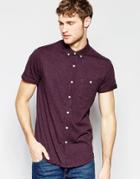 Asos Jersey Shirt In Burgundy With Short Sleeves In Regular Fit - Burgundy