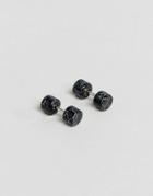 Asos Stone Look Slim Plug Earrings In Black - Black