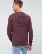 Abercrombie & Fitch Long Sleeve Top Slim Fit Logo Back Print In Burgundy - Red