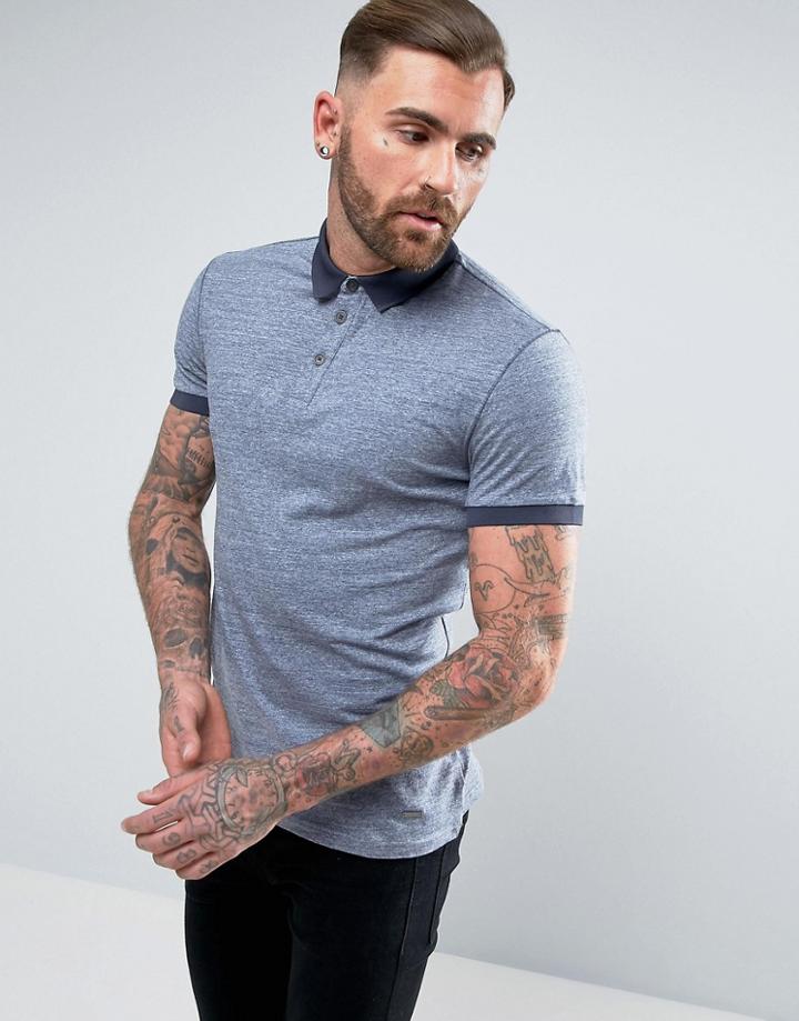 Boss Orange By Hugo Boss Performer Marl Polo Shirt Blue - Blue