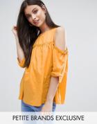 Missguided Petite Cold Shoulder Ruffle Detail Smock Top - Yellow