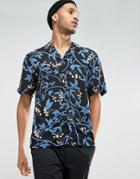 Kiomi Short Sleeve Shirt In Regular Fit With All Over Print - Black
