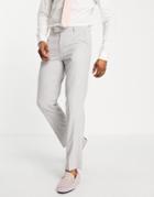 Asos Design Wedding Slim Suit Micro Texture Pants In Ice Gray