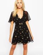 Asos Star Glitter Mini Dress - Gold Star