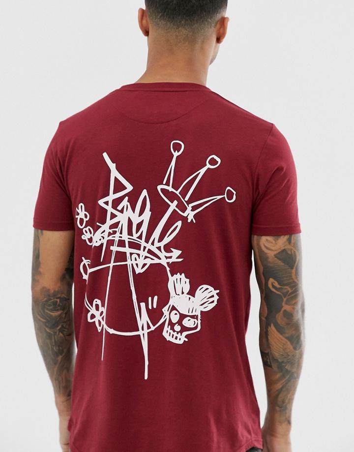 Le Breve Slogan Back Print T-shirt - Red