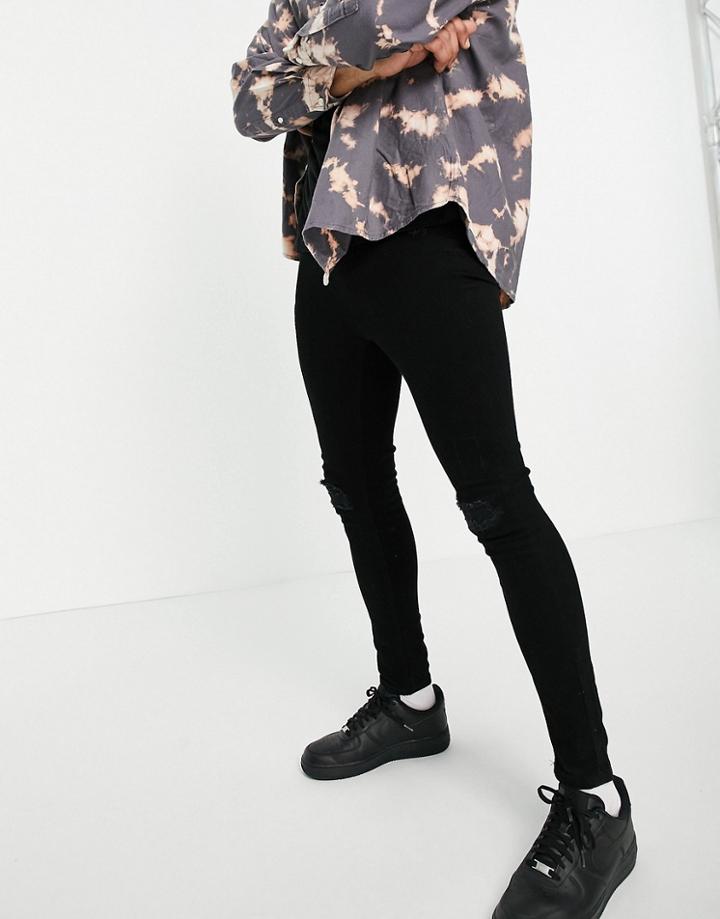 The Couture Club Rip And Repair Super Skinny Jean In Jet Black