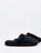 Asos Design Zoe Quilted Slider Slippers In Black