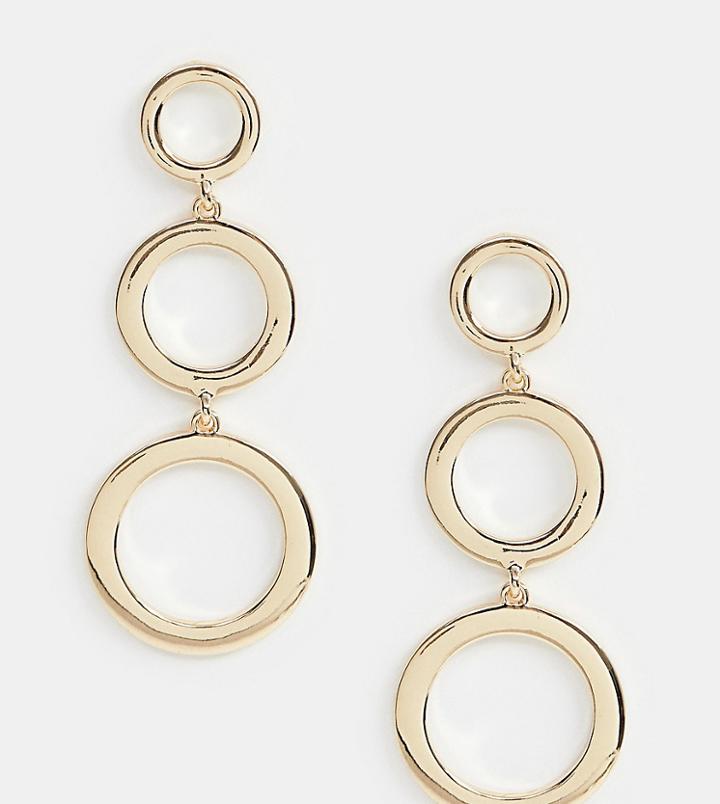 Missguided Triple Circle Drop Earring In Gold - Gold