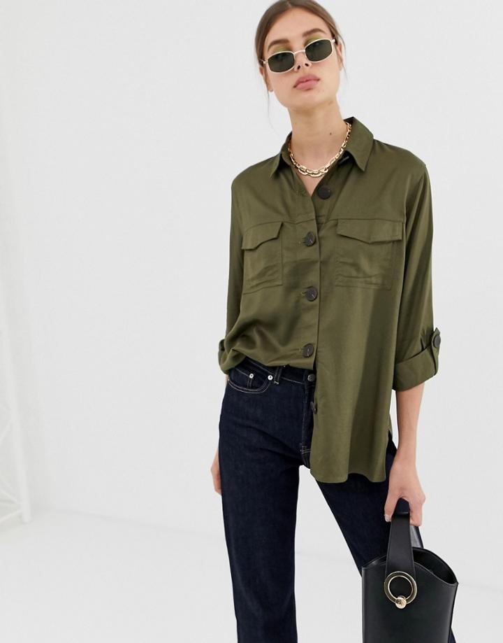 River Island Shirt In Khaki-green