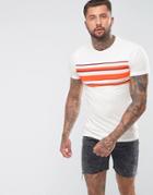Asos Muscle T-shirt With Tonal Chest Stripe - White