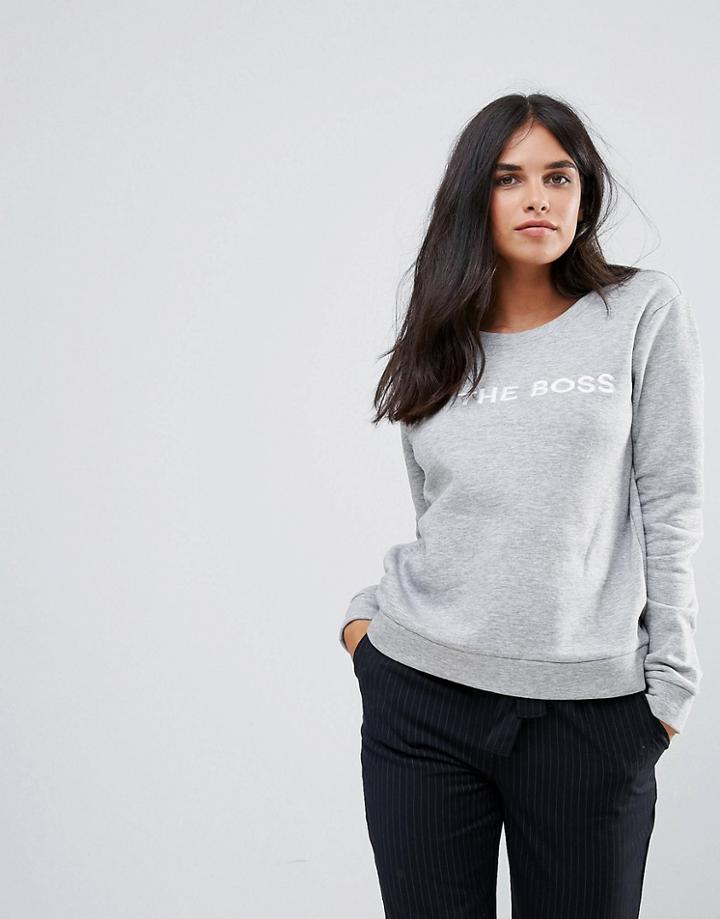 Jdy Tori Print Sweatshirt - Gray