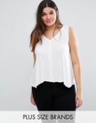 Elvi Plus Jersey Tank With Asymmetric Hem - White