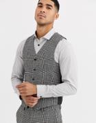Gianni Feraud Skinny Fit Wool Blend Bold Check Suit Vest-multi