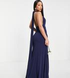 Tfnc Tall Bridesmaid Multiway Maxi Dress In Navy