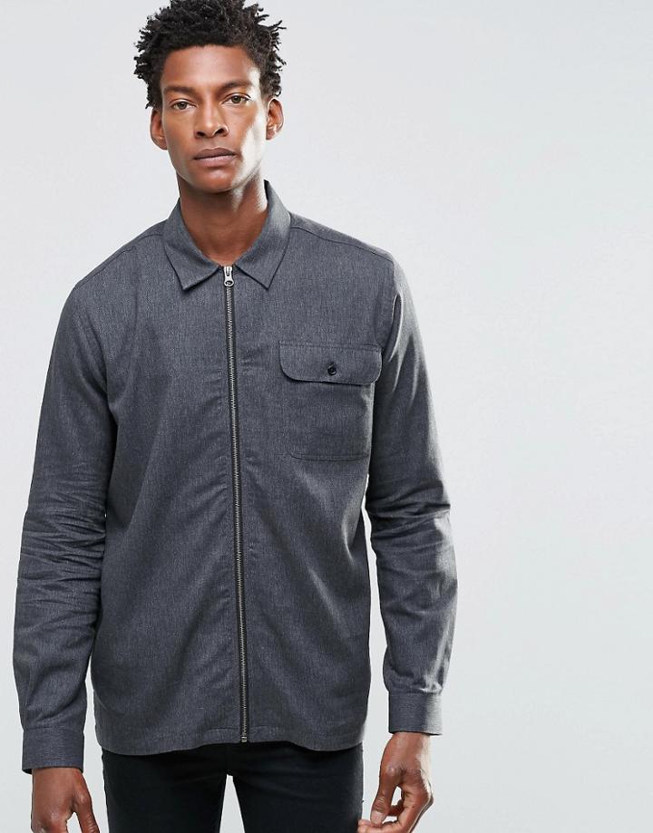 Adpt Zip Through Shirt Jacket - Black