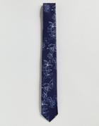 Selected Homme Tie With Floral Print - Navy