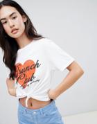 Miss Selfridge Brunch Slogan T Shirt - White