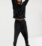 Asos Design X Laquan Smith Tapered Velour Jogger With Side Zips-black