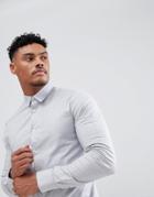 New Look Muscle Fit Shirt In Gray Check - Gray