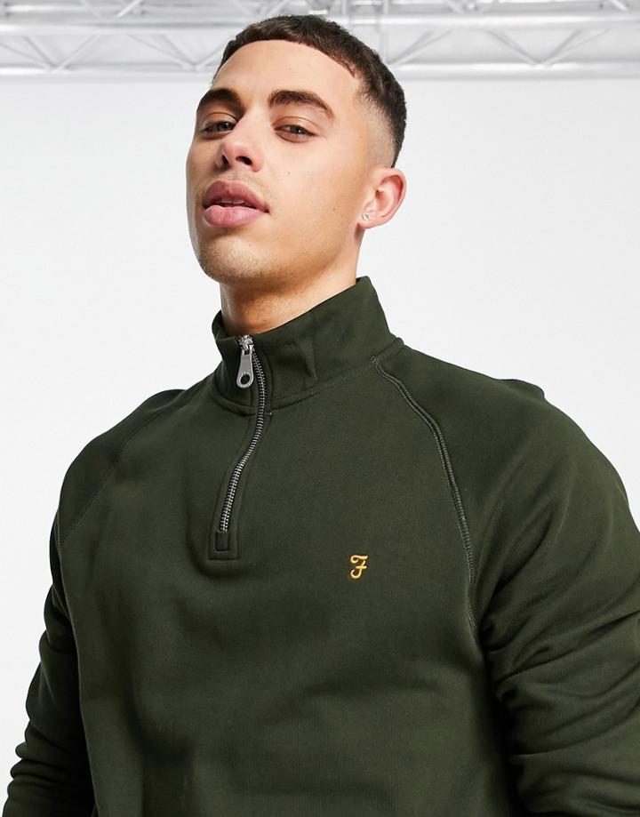 Farah Jim Half Zip Sweater In Green