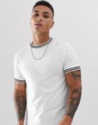 Asos Design T-shirt With Contrast Tipping In White - White