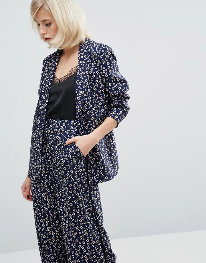Fashion Union Printed Blazer Co-ord - Blue