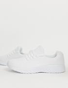 New Look Knitted Sneakers In White - White