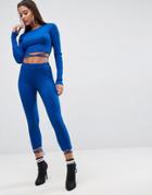 Asos Leggings In Rib With Tie Detail (co-ord) - Blue