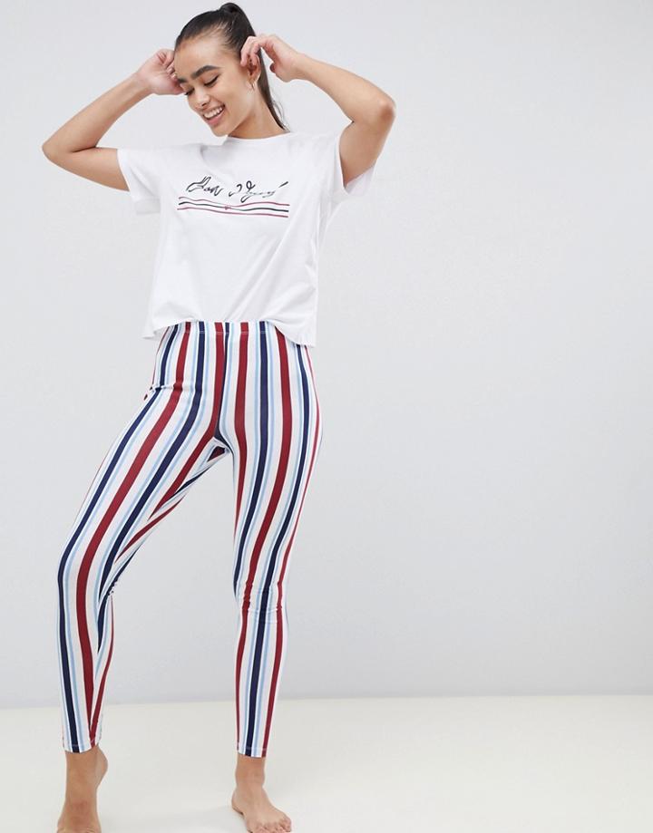 Asos Design Mix & Match Stripe Bon Voyage Pyjama Legging - Multi