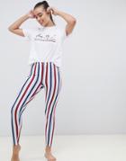 Asos Design Mix & Match Stripe Bon Voyage Pyjama Legging - Multi
