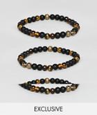 Reclaimed Vintage Inspired Beaded Semi Precious Bracelet Pack In Brown And Black Exclusive At Asos - Black