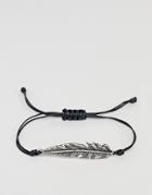 Asos Bracelet With Feather Charm In Burnished Silver - Gold