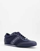 Boss Lighter Lowp Sneakers With Large Logo In Navy
