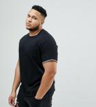 Asos Design Plus Relaxed T-shirt With Cuff Tipping In Black - Multi