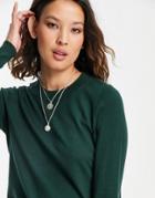 Vero Moda Round Neck Sweater In Green