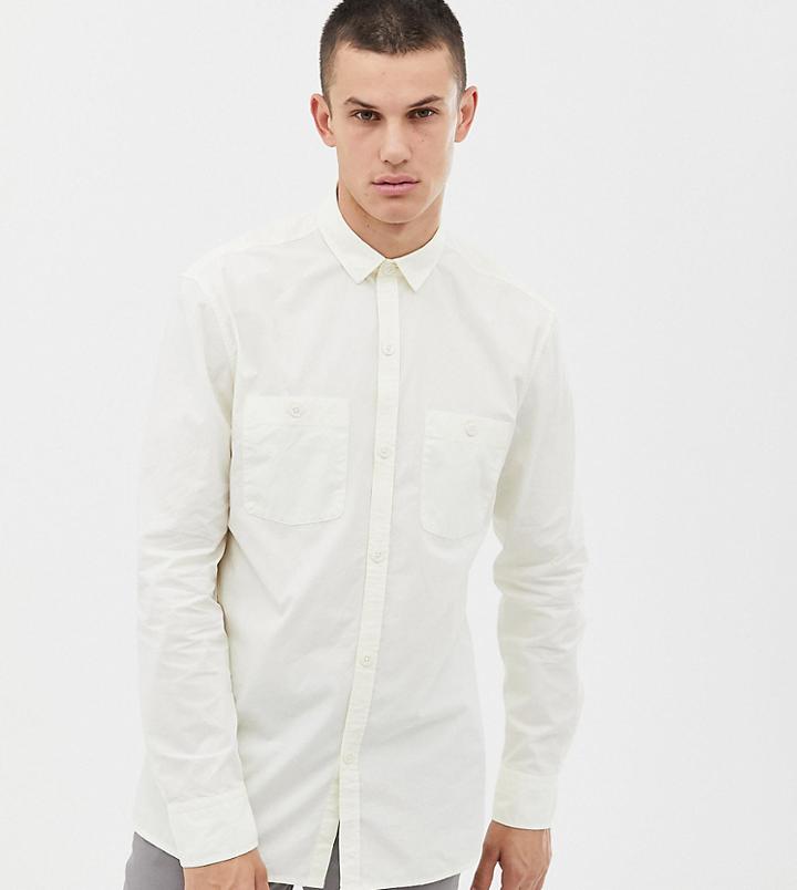 Noak Regular Fit Shirt With Double Pockets In Off White - Green
