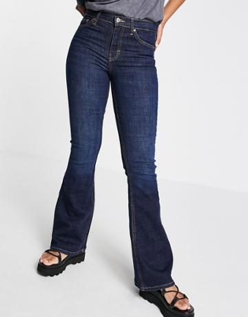 Topshop Jamie Flare Jean In Indigo-blues