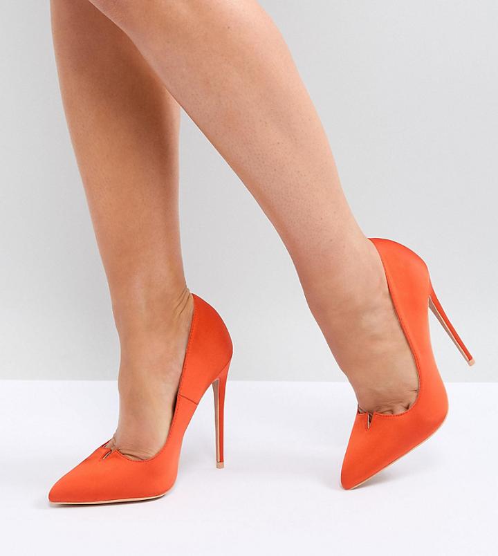Lost Ink Wide Fit Orange Cut Out Pumps - Orange