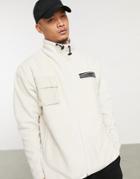 Asos Unrvlld Spply Oversized Polar Fleece Track Jacket With Utility Pocket-neutral