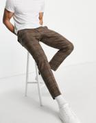 Twisted Tailor Tapered Crop Pants With Chain In Brown Tweed Check
