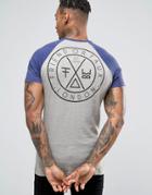 Friend Or Faux Raglan Burnout T-shirt With Back Print - Gray